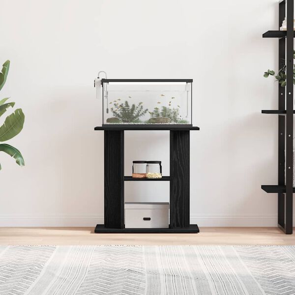 vidaXL Aquarium Stand Black Oak Engineered wood 23.6 in Aquarium Stand