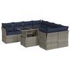 vidaXL 9 Piece Patio Sofa Set with Cushions Gray Poly Rattan Acacia