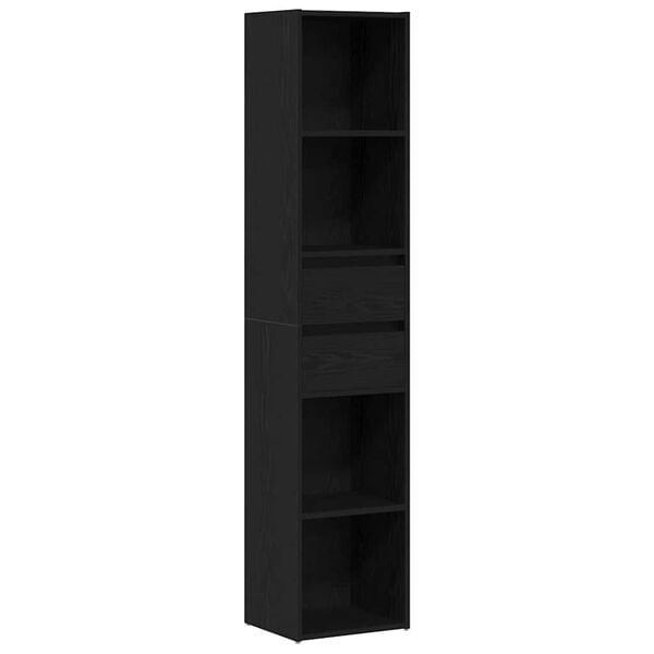vidaXL Book Cabinet Black Oak 14.17 x 11.81 x 67.32 in Engineered Wood