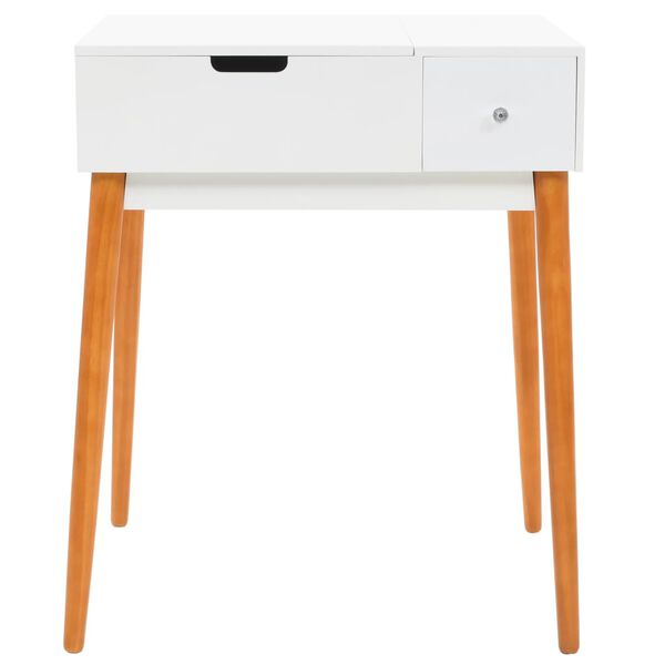 vidaXL Dressing Table White and Brown MDF, Glass, Pinewood, Metal Medium