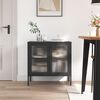 vidaXL Sideboard Black Powder-coated steel, fluted glass Medium