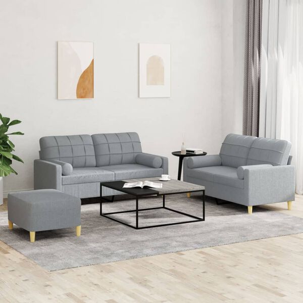 vidaXL Sofa Set Light grey