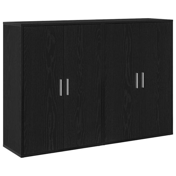 vidaXL Sideboard 2 pcs Black Oak 23.62 x 12.20 x 33.07 in