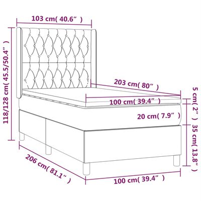 vidaXL Box Spring Bed with Mattress Light Gray Twin XL Velvet