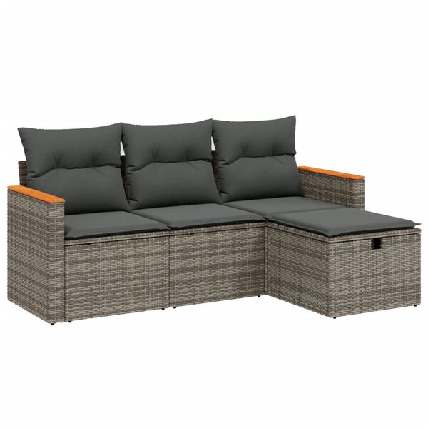 vidaXL Garden Sofa Set Grey PE rattan Compact Modular Garden Sofa Set