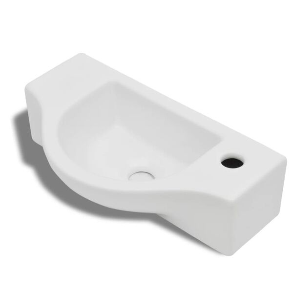 vidaXL Ceramic Bathroom Sink Basin with Faucet Hole White