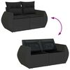 vidaXL Garden Sofa Set Black PE Rattan Large Adjustable Feet
