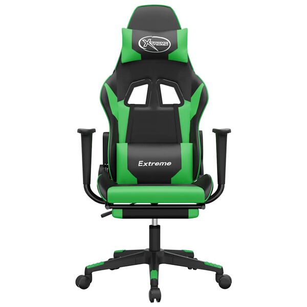 vidaXL Gaming Chair Black and green Faux leather, metal, plywood, foam