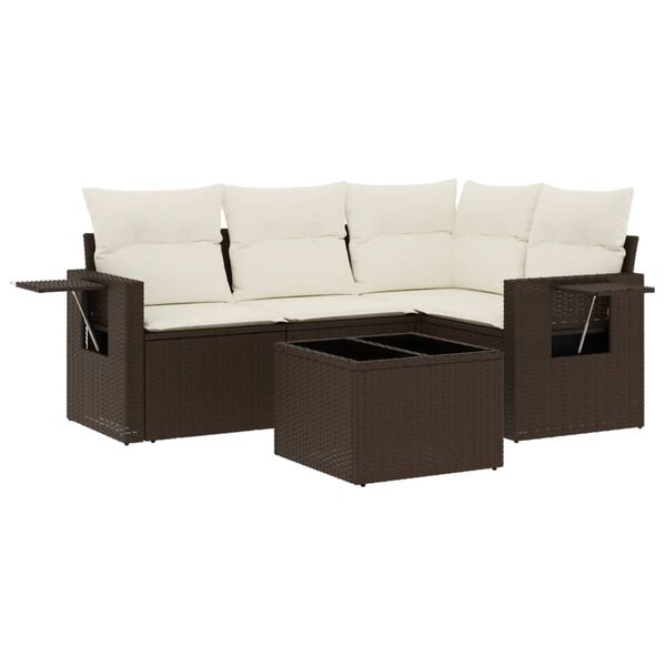 vidaXL Garden Sofa Set Brown and Cream