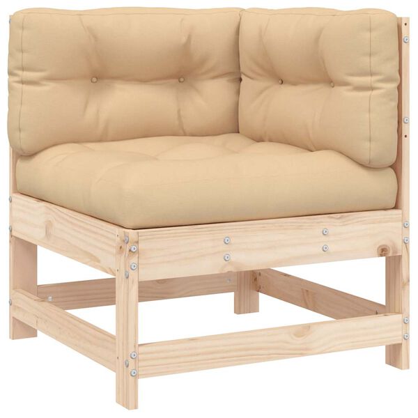 vidaXL Corner Sofa Beige Solid pine wood Small Modular Corner Sofa