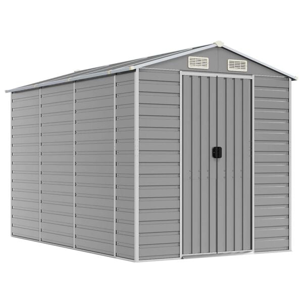 vidaXL Garden Shed Light Grey Galvanized Steel Medium Garden Shed