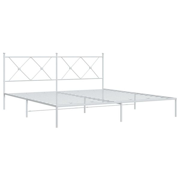 vidaXL Bed Frame White Powder-coated steel Super King Bed Frame