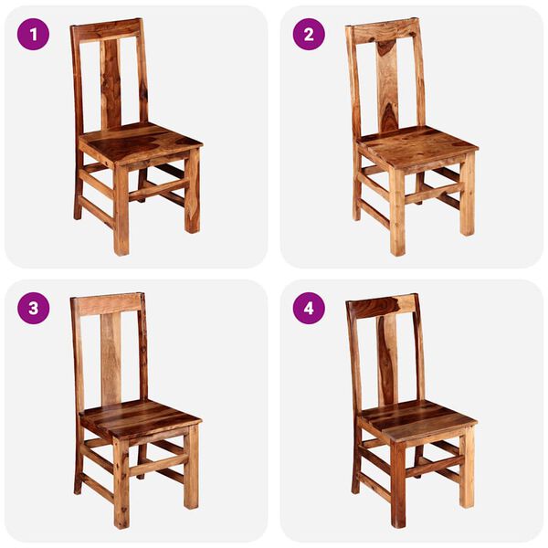 vidaXL Dining Chair Set of 6 Honey Matte Solid Acacia Wood Standard