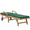 vidaXL Sunlounger Set of 2 Green, Teak Solid Teak Wood, Polyester Fabric