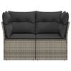 vidaXL Garden Sofa Grey PE Rattan, Powder-Coated Steel, Polyester 2-Seater