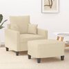 vidaXL Sofa Chair with Footstool Cream 23.6" Fabric