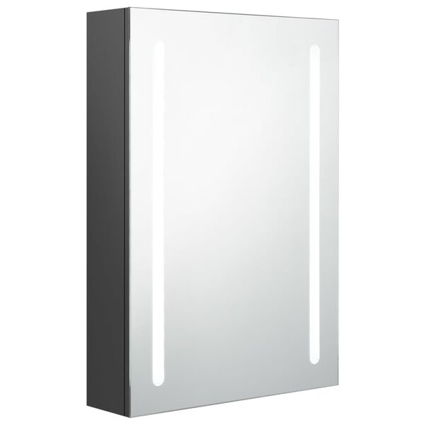 vidaXL Bathroom Cabinet Grey MDF with Melamine Finish, Glass Medium