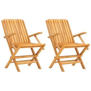 vidaXL Folding Garden Chair Set of 2 Teak Solid teak wood Standard