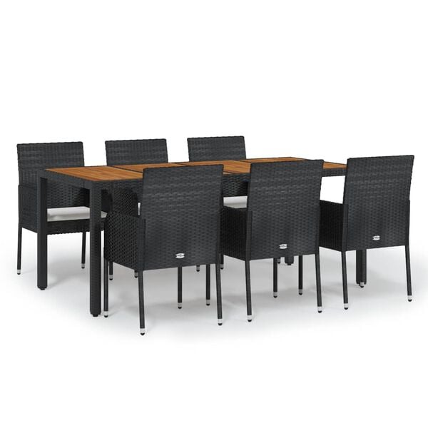 vidaXL Garden Dining Set Black, Cream White