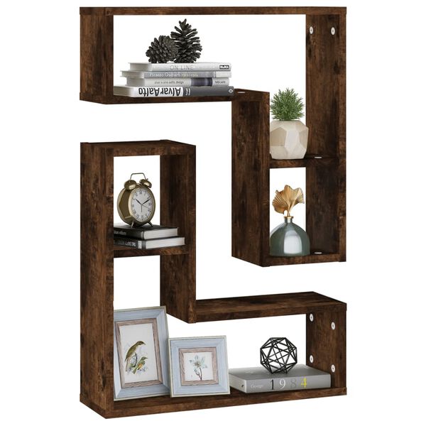 vidaXL Wall Shelf Set of 2 Smoked Oak Engineered Wood Medium