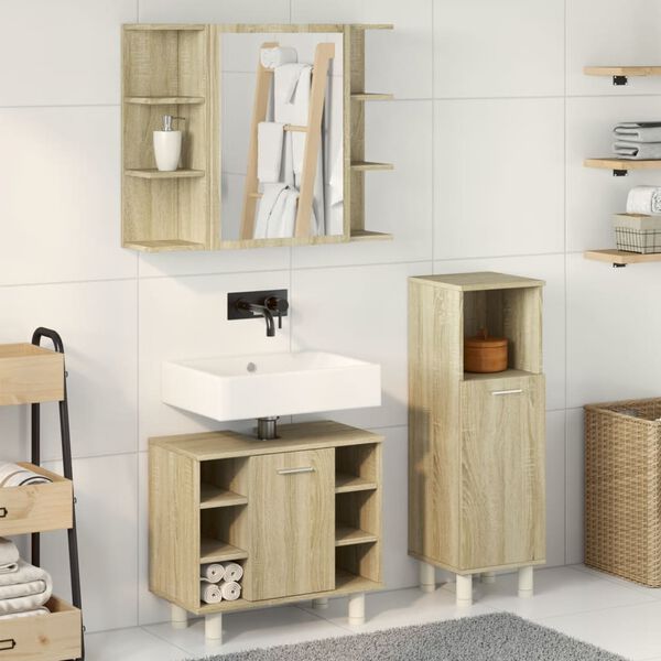 vidaXL Bathroom Furniture Set Sonoma oak Engineered wood Medium