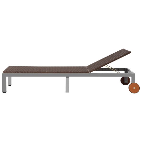 vidaXL Sunlounger Brown Polyethylene rattan, powder-coated steel