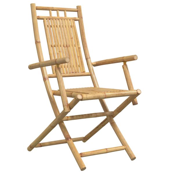 vidaXL Garden Chair Set of 8 Natural Bamboo Medium Foldable Rustic