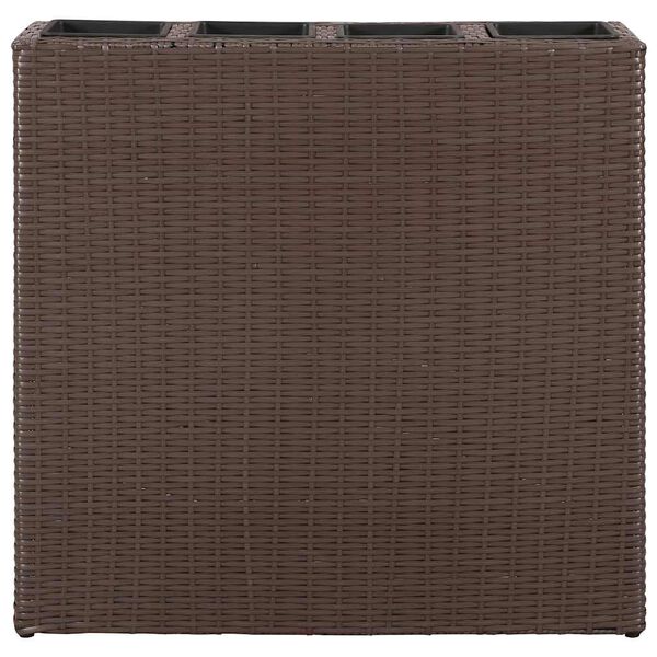 vidaXL Raised Bed Brown Poly rattan frame, Plastic pot Standard