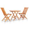 vidaXL Bistro Set Grey Fine sanded teak hardwood Small Foldable