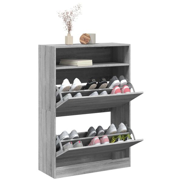 vidaXL Shoe Cabinet Grey Sonoma Engineered Wood 31.5 x 13.4 x 45.7 in