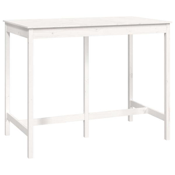 vidaXL Bar Table White Solid pine wood Large Durable Bar Table