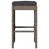 vidaXL Garden Bar Stool Set of 2 Grey PE Rattan 15.7 x 15.7 x 29.9 in