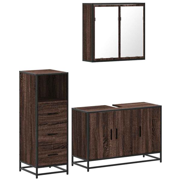 vidaXL Bathroom Furniture Set Brown Oak Engineered Wood Medium