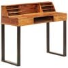 vidaXL Desk Natural Wood Solid Acacia Wood and Powder Coated Steel