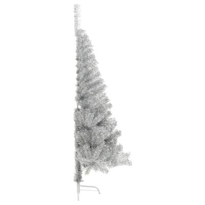 vidaXL Artificial Half Christmas Tree with Stand Silver 6 ft PVC