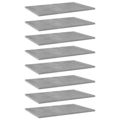 vidaXL Bookshelf Boards 8 pcs Concrete Gray 23.6"x15.7"x0.6" Chipboard