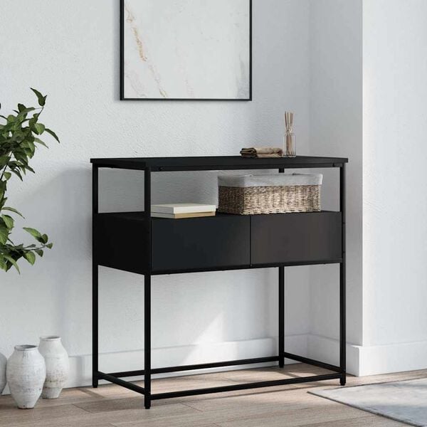 vidaXL Console Table Black Engineered wood Medium Adjustable Feet