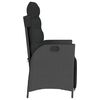 vidaXL Reclining Garden Chair Black PE Rattan, Powder-Coated Steel Medium