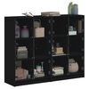 vidaXL Bookcase Black Engineered wood, glass Large Bookcase