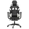 vidaXL Gaming Chair with Footrest Black and White Faux Leather