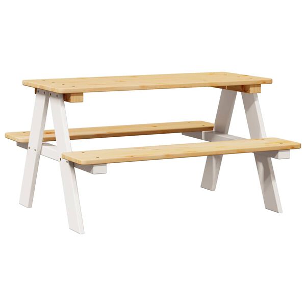 vidaXL Children's Table White Solid pine wood Durable Rectangular