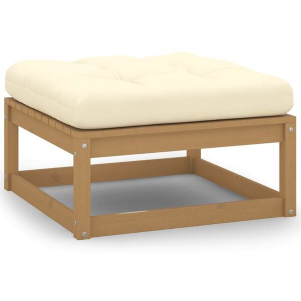 vidaXL Garden Lounge Set Honey Brown, Cream Solid Pine Wood, 100% Polyester