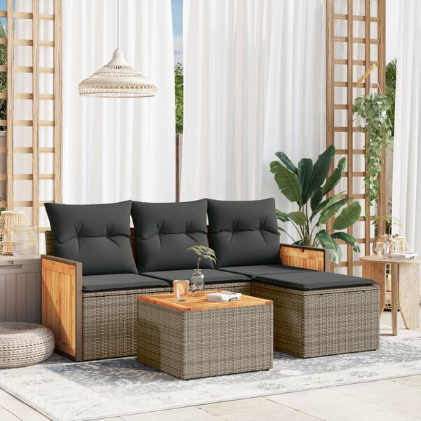 vidaXL Garden Sofa Set Grey, Dark Grey