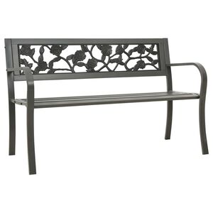 vidaXL Garden Bench Steel Grey Powder-Coated Steel 3-Seater