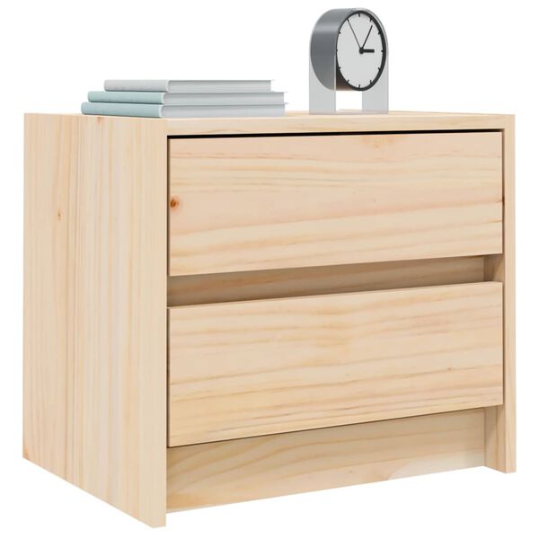 vidaXL Bedside Cabinet Set of 2 Natural Pine Solid Pine Wood