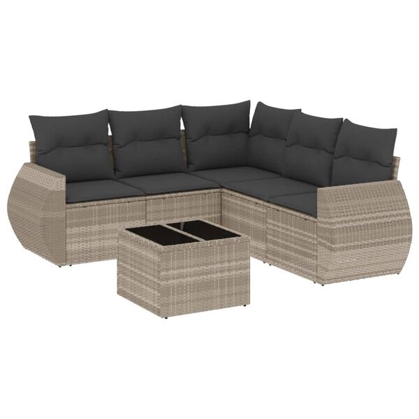 vidaXL Garden Sofa Set Light Gray Poly Rattan Modular