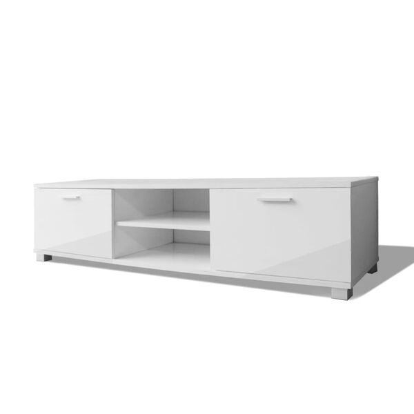 vidaXL TV Stand High-gloss white Engineered wood, MDF Medium TV Cabinet