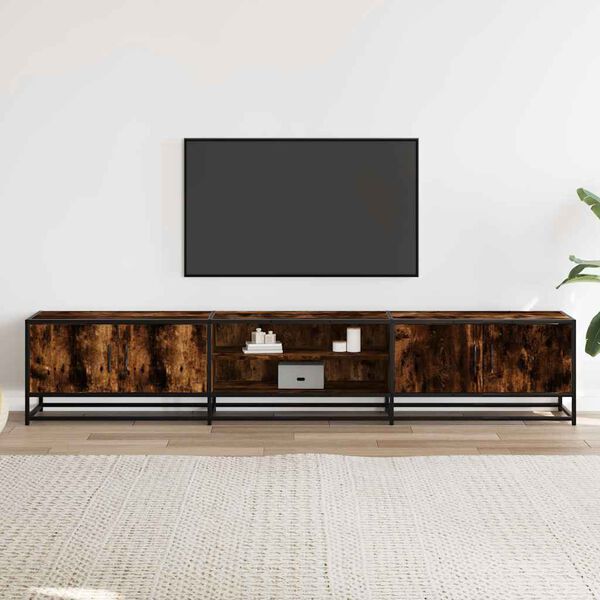 vidaXL TV Cabinet Smoked oak Engineered wood, Metal Large TV Cabinet
