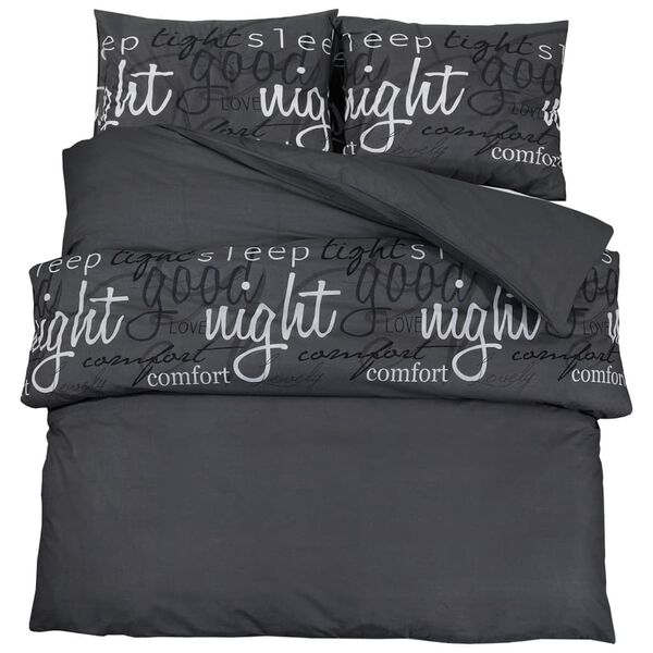 vidaXL Duvet Cover Set Set of 2 Black 100% Cotton Standard Durable