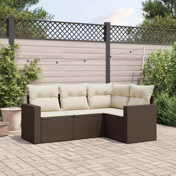 vidaXL Garden Sofa Set Brown, Cream White